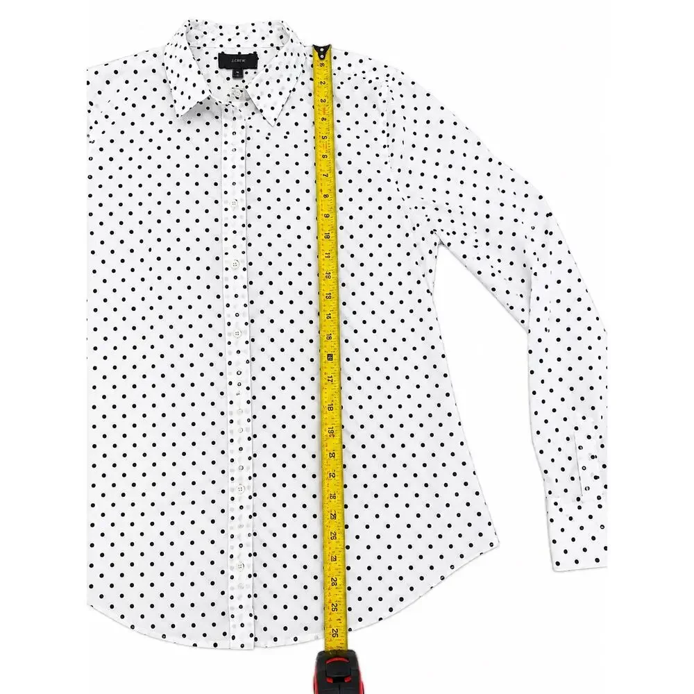 Parisian Preppy Polka Dot Classic Button Down J.Crew Perfect Shirt Cotton 10